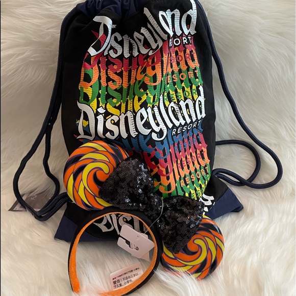 Disney Accessories - Disneyland Cinch Bag & Ears Bundle